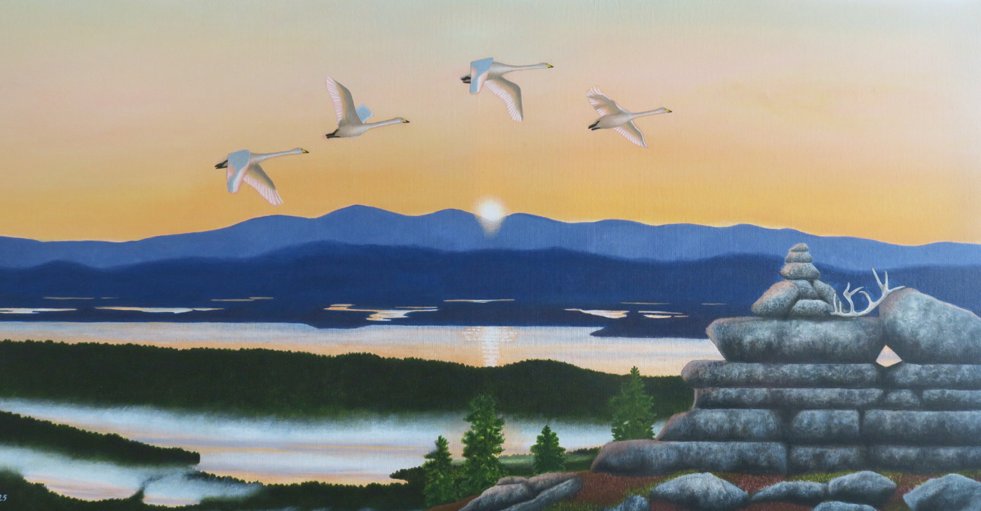 "Valkean yön taika II", DL-taidepostikortti (210 x 99 mm)